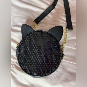 Betsey Johnson black cat sequined purse